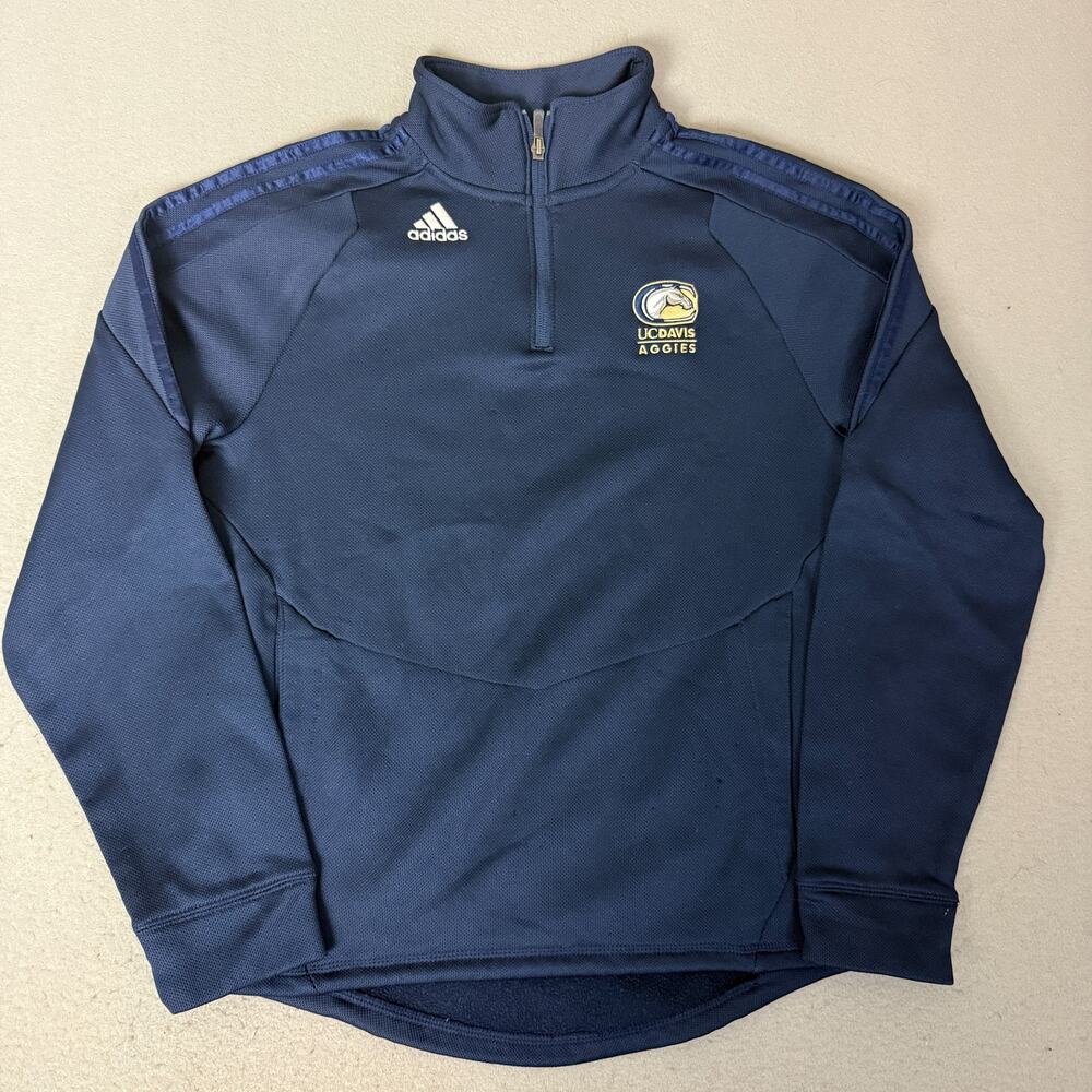 Adidas UC Davis Aggies ClimaWarm 1/4 Zip Pullover Jacket Navy Size S
